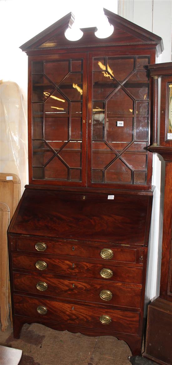 George III bureau, with later bookcase top